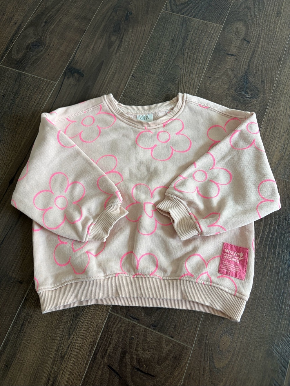 Zara Crewneck Sweater with Pink Floral Print